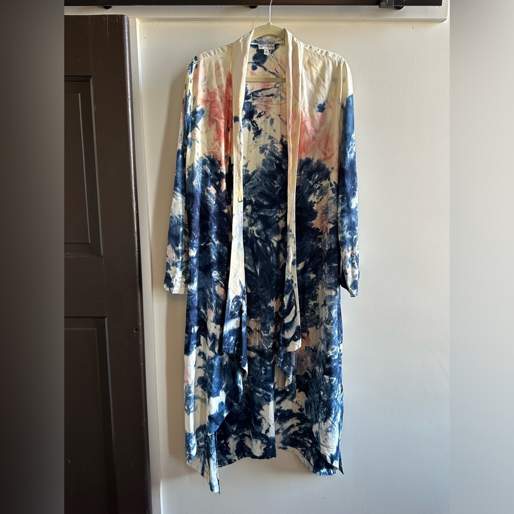 Wonderly Women's Kimono Tie Dye 100% Viscose Size Medium Soft Long Robe